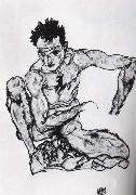 Squatting male nude unknow artist